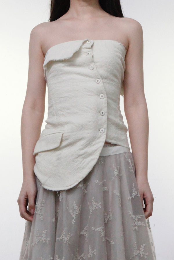marc le bihanless strap jacket 2643 off White rice white